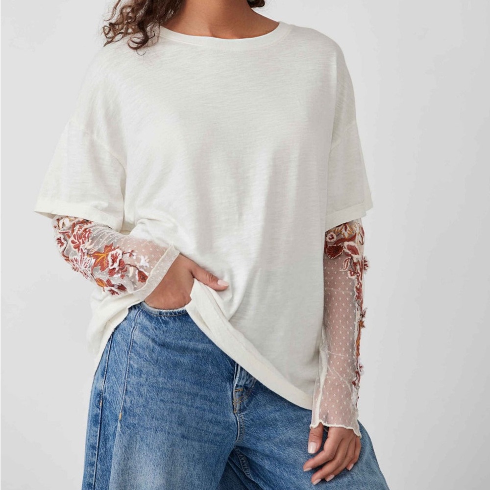 Free People Gardner Tee in White